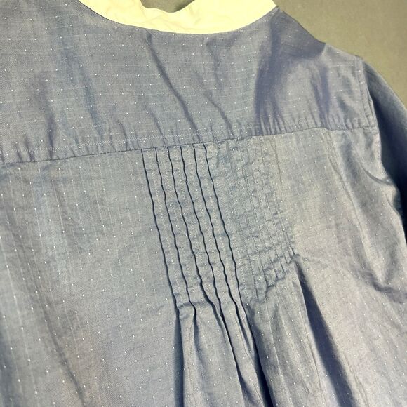 Women's‎ Gap Pintuck Popover Button Down Long Sleeve Shirt Size Large 14 Blue - Picture 8 of 8